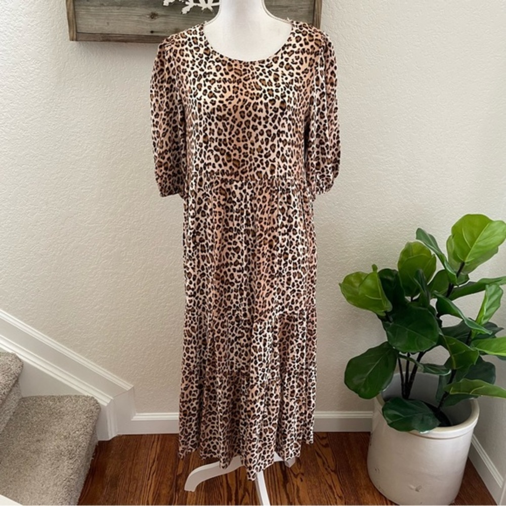Carly Jean Clara leopard animal print maxi dress size M